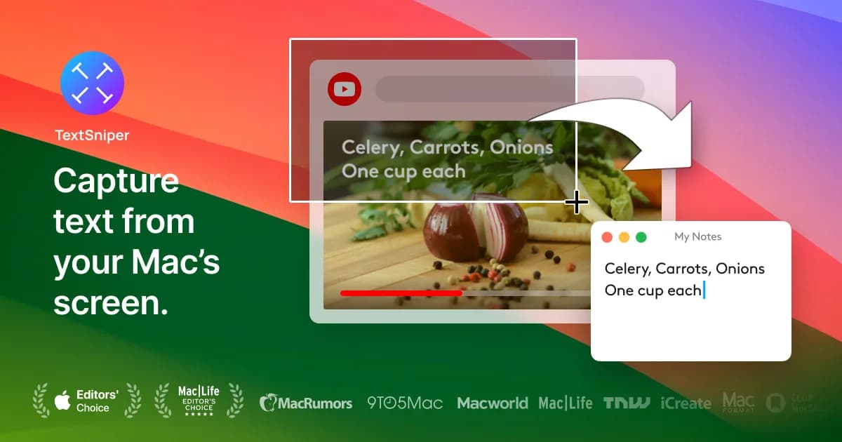 TextSniper capturing text from screen on Mac, official banner